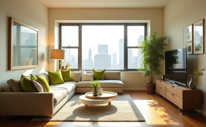 Living room after deep decluttering and space planning